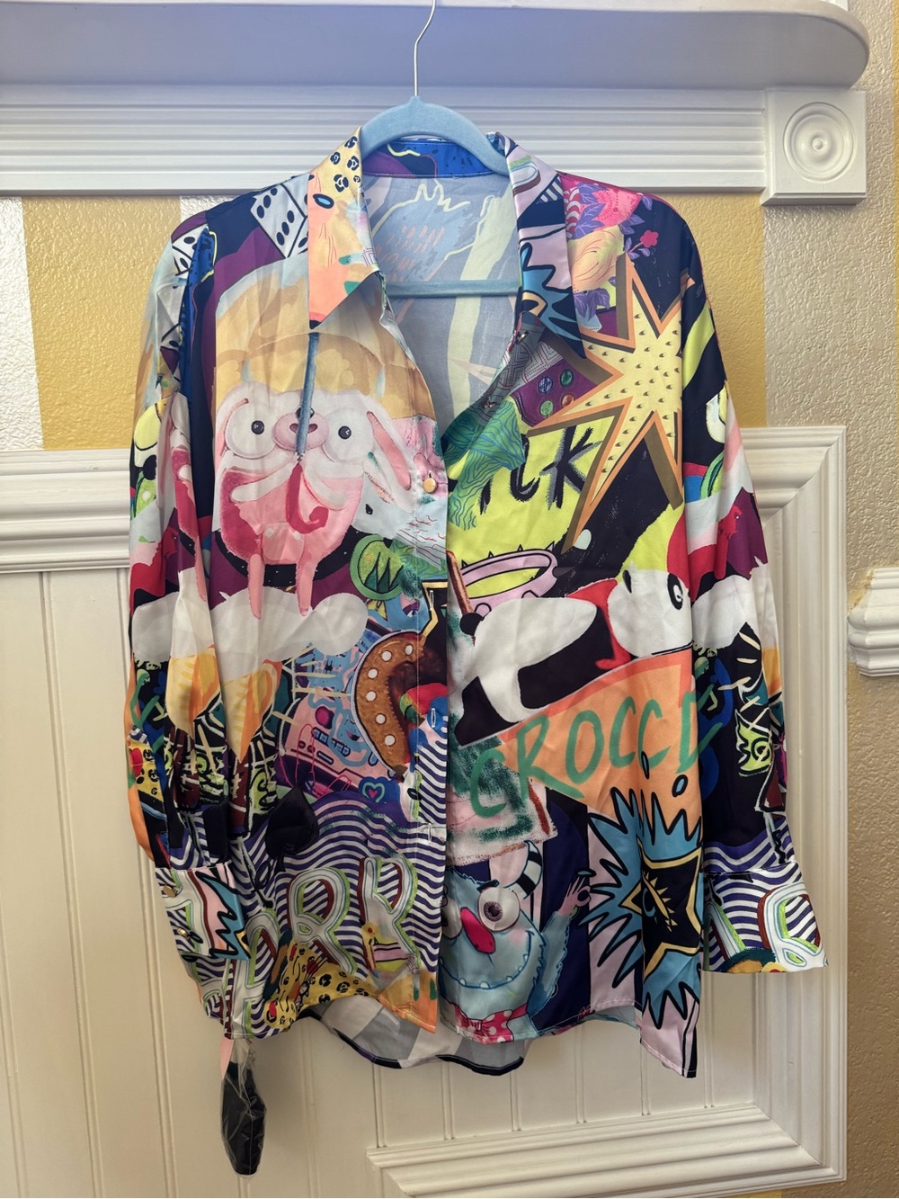 Colorful Pop Art Graphic Button-Up Shirt